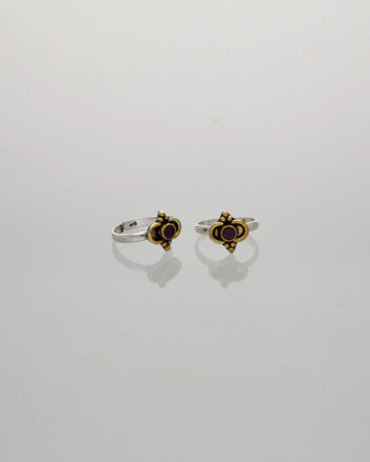 Heritage Ruby Glow Toe Ring in 92.5 Silver