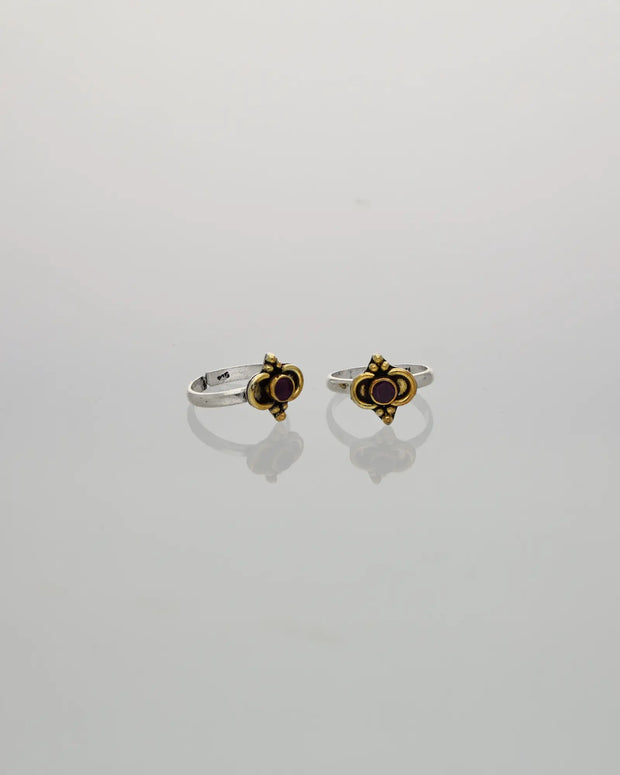 Heritage Ruby Glow Toe Ring in 92.5 Silver