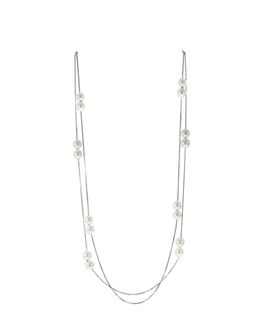 Luxe Twist Pearl Elegance Necklace in 92.5 Silver