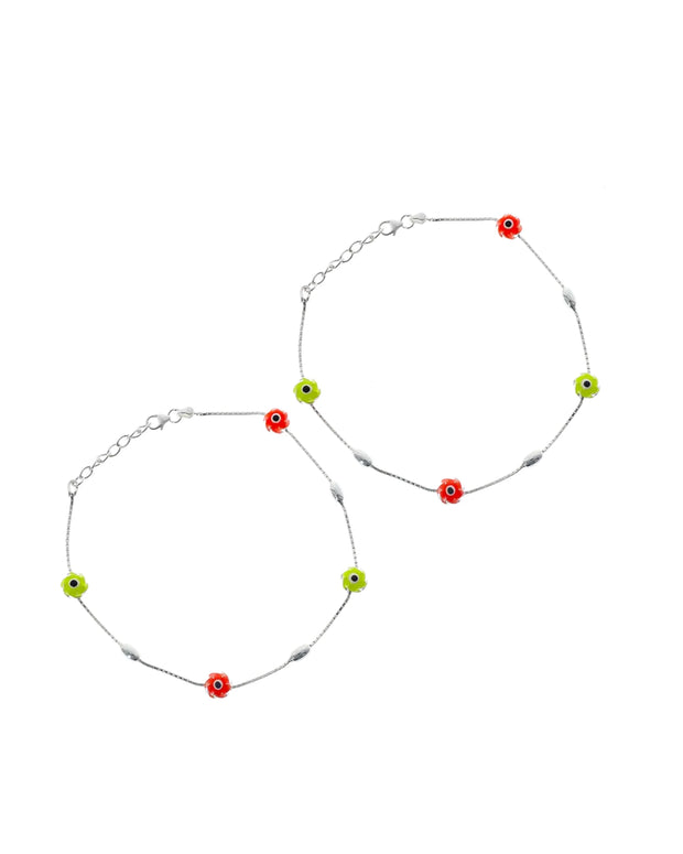 Chic Evil Eye Silver Anklet Bliss in 92.5 Silver