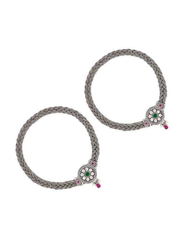 Heritage Kundan Foot Harness Anklet in 92.5 Silver