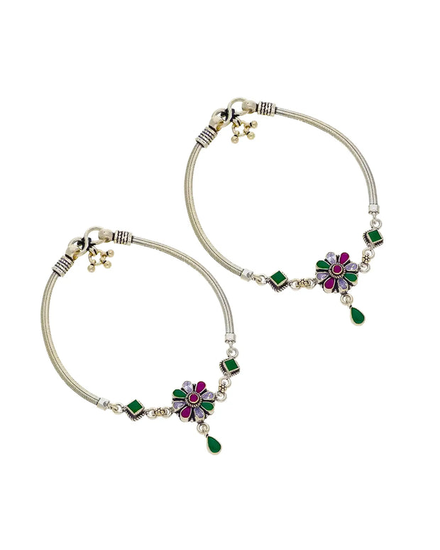 Floral Elegance Payal in 92.5 Silver