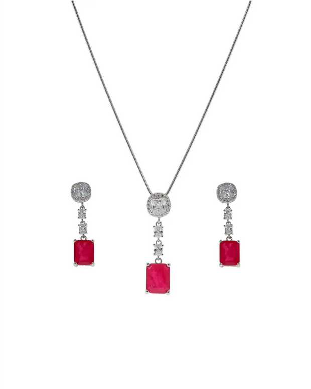 Twilight Charm Duo: Luxe Red Elegance in 92.5 Silver