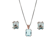 Aqua Rose Charm Duo Necklace