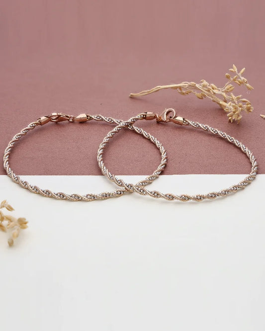 Spiral Serenity Anklet Elegance in 92.5 Silver