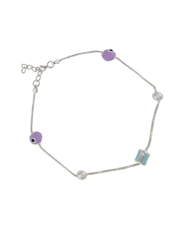 Charmed Eyes: Colourful Evil Eye Anklet
