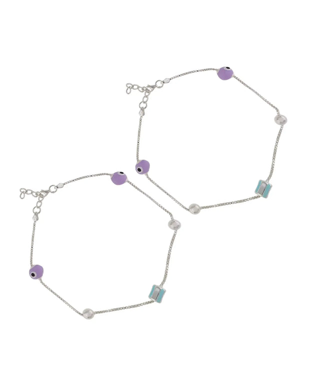 Charmed Eyes: Colourful Evil Eye Anklet