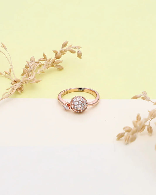 Rose Gold Radiance: Adjustable Dome Ring in 92.5 Silver