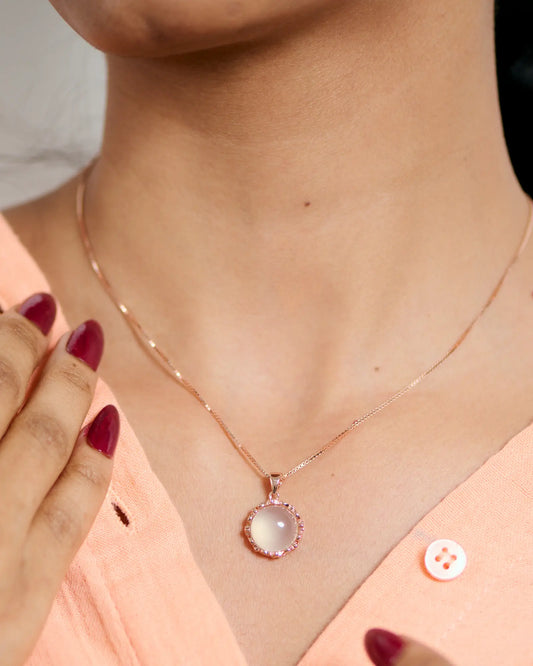 Lunar Elegance Rose Gold Pendant in 92.5 Silver