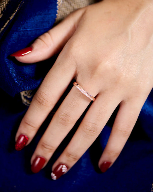 Dazzling Duo: Rose Gold Elegance Ring  in 92.5 Silver