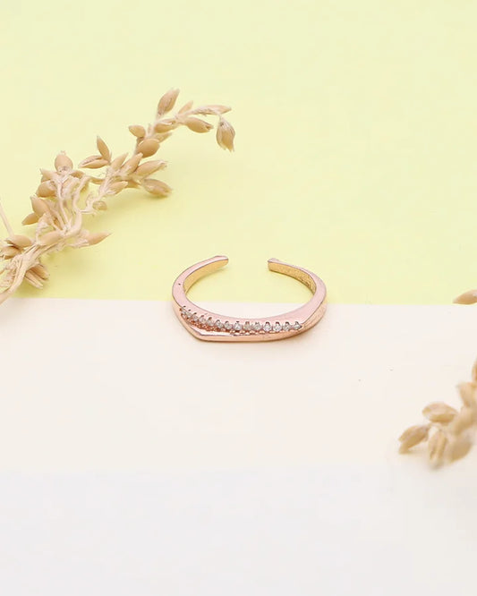 Dazzling Duo: Rose Gold Elegance Ring  in 92.5 Silver