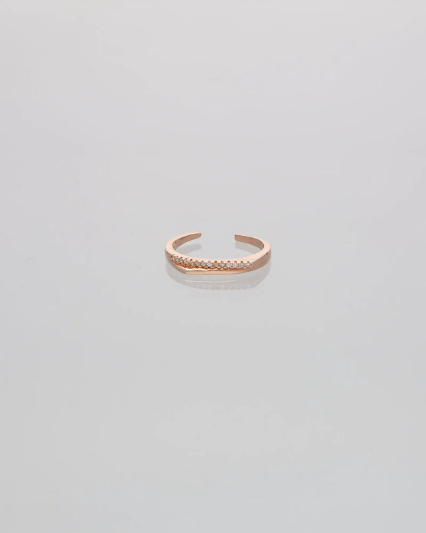 Dazzling Duo: Rose Gold Elegance Ring  in 92.5 Silver