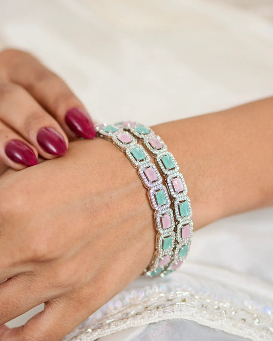 Mint Rhodium Elegance Bangles in 92.5 Silver