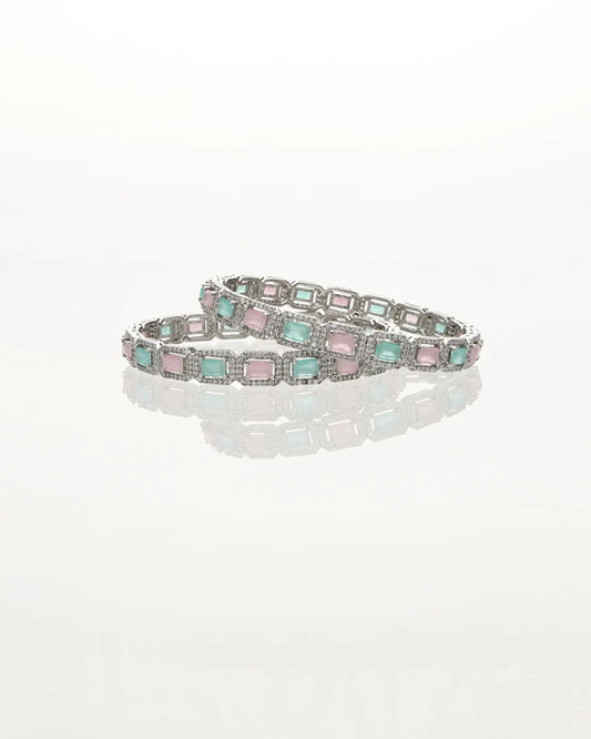 Mint Rhodium Elegance Bangles in 92.5 Silver