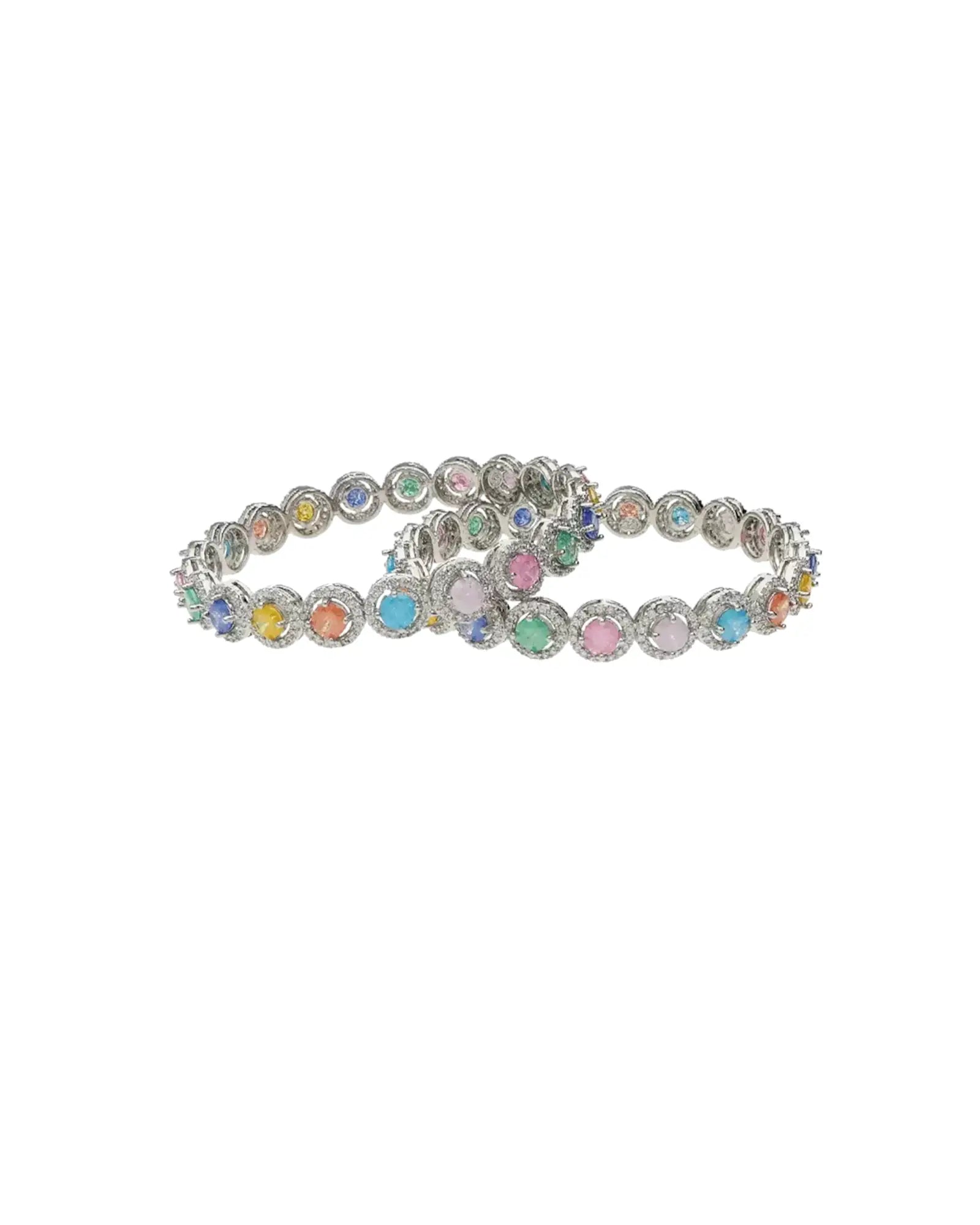 Rainbow Radiance: Rhodium Bangles