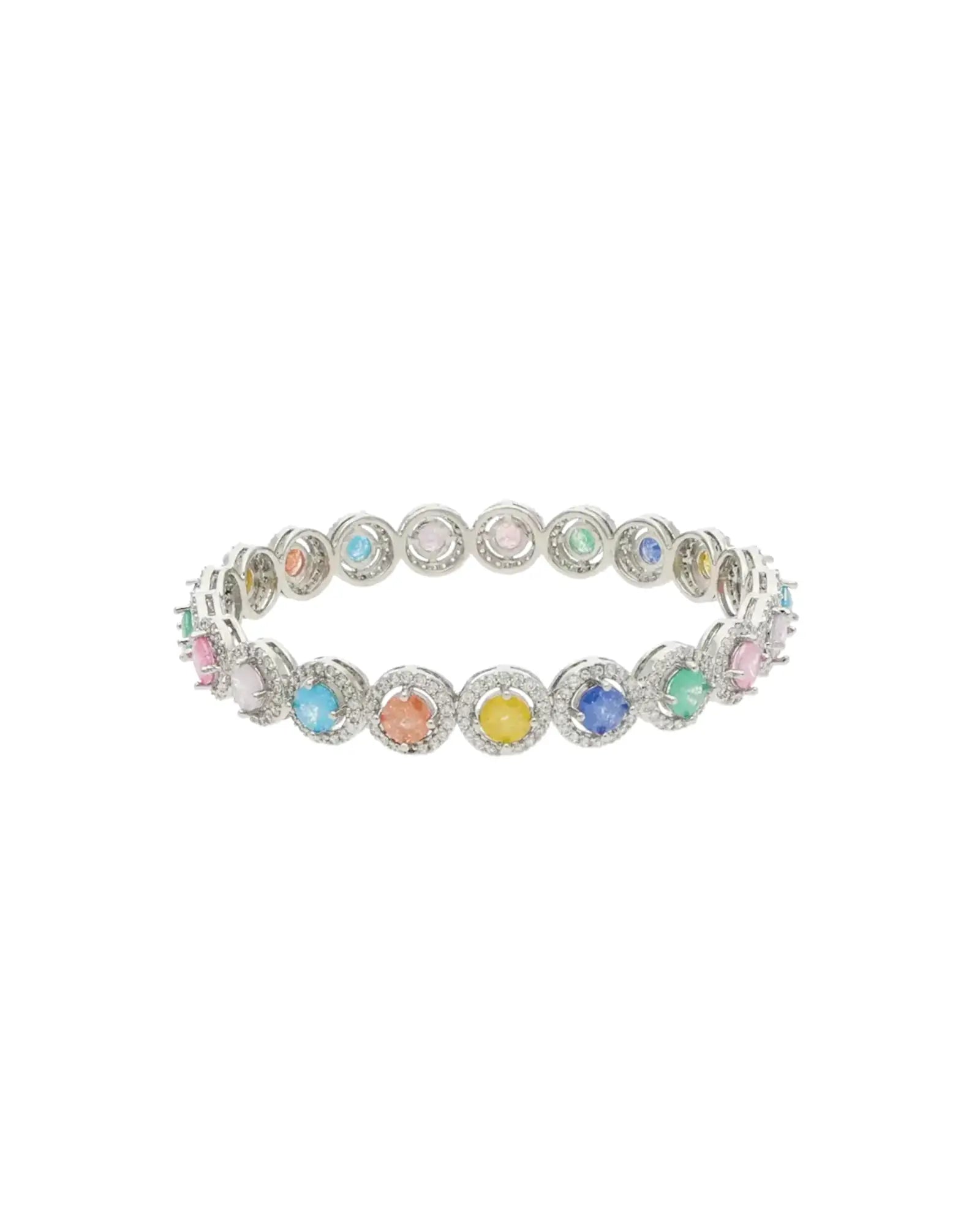 Rainbow Radiance: Rhodium Bangles