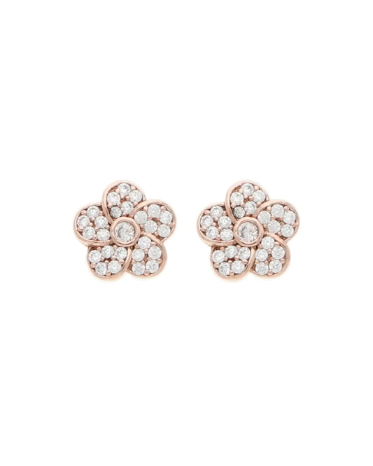 Petal Luxe: Rose Gold Flower Studs in 92.5 Silver