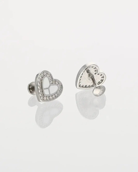 Twinkle Heart Enamel Studs in 92.5 Silver