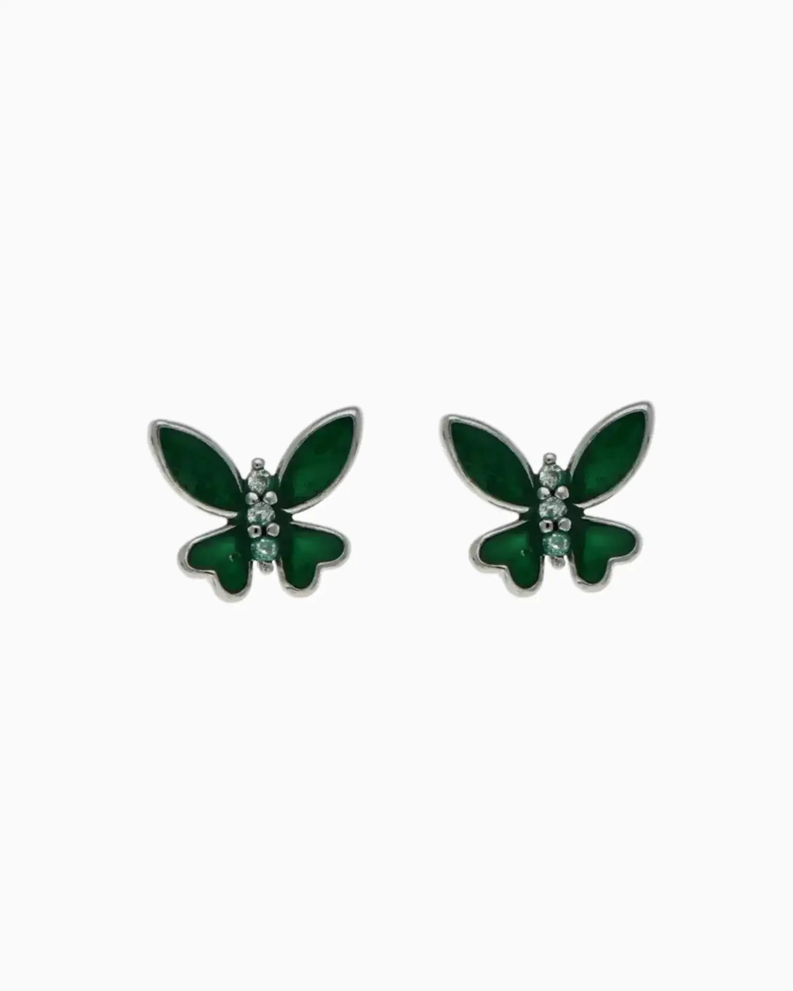 Whimsical Emerald Butterfly Studs