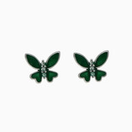 Whimsical Emerald Butterfly Studs