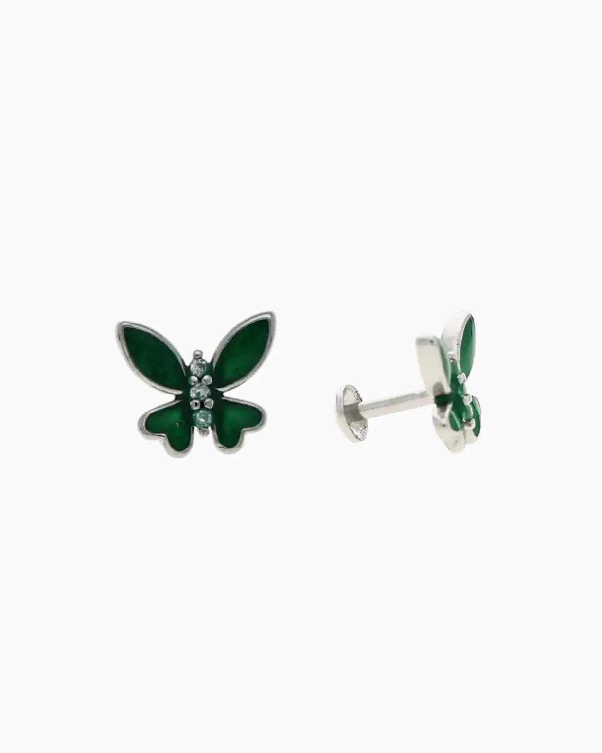Whimsical Emerald Butterfly Studs