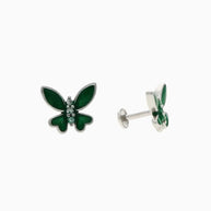 Whimsical Emerald Butterfly Studs