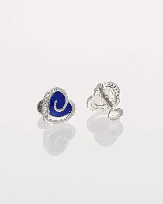 Twilight Heart Duo Studs in 92.5 Silver