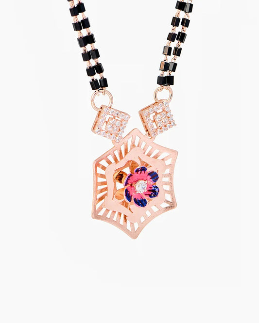 Eternal Bloom Rose Gold Mangalsutra in 92.5 Silver