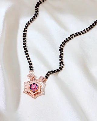 Eternal Bloom Rose Gold Mangalsutra in 92.5 Silver