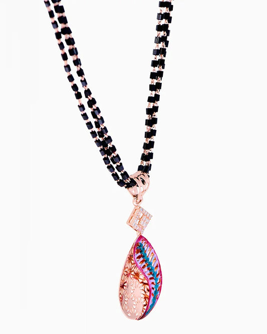 Aurora Drop Rose Gold Mangalsutra in 92.5 Silver