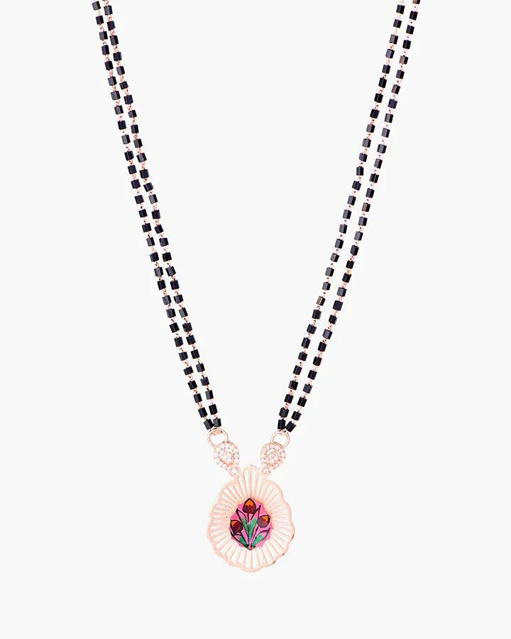 Flora Drop Rose Gold Mangalsutra in 92.5 Silver