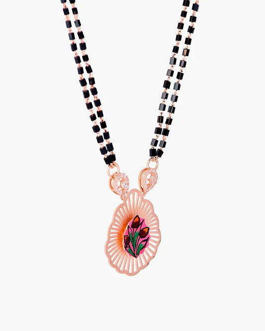 Flora Drop Rose Gold Mangalsutra in 92.5 Silver