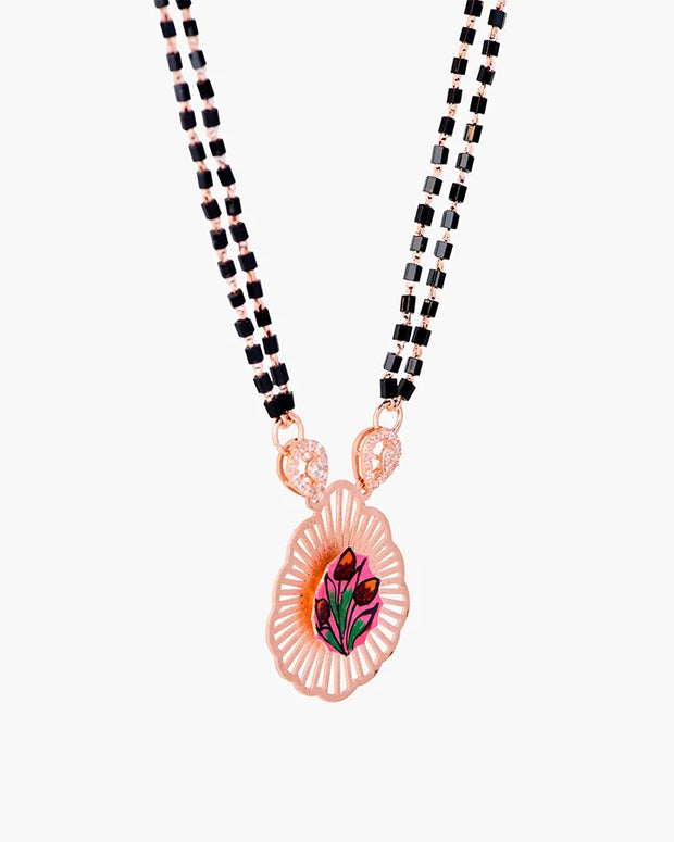 Flora Drop Rose Gold Mangalsutra in 92.5 Silver