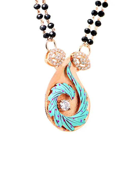 Aqua Drop Rose Gold Mangalsutra in 92.5 Silver