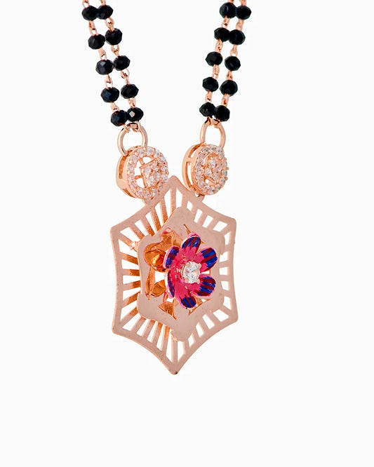 Roselle Charm Rose Gold Mangalsutra in 92.5 Silver