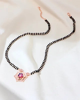Roselle Charm Rose Gold Mangalsutra in 92.5 Silver