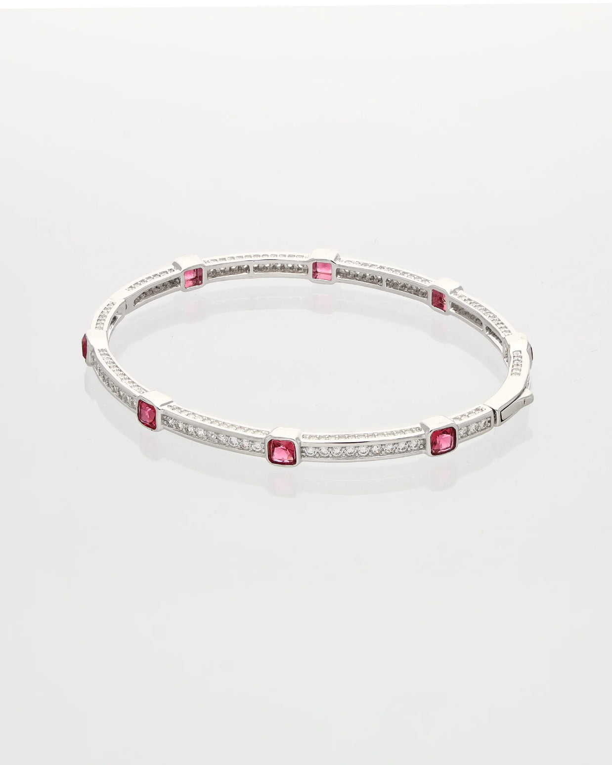 Ruby Elegance Rhodium Kada