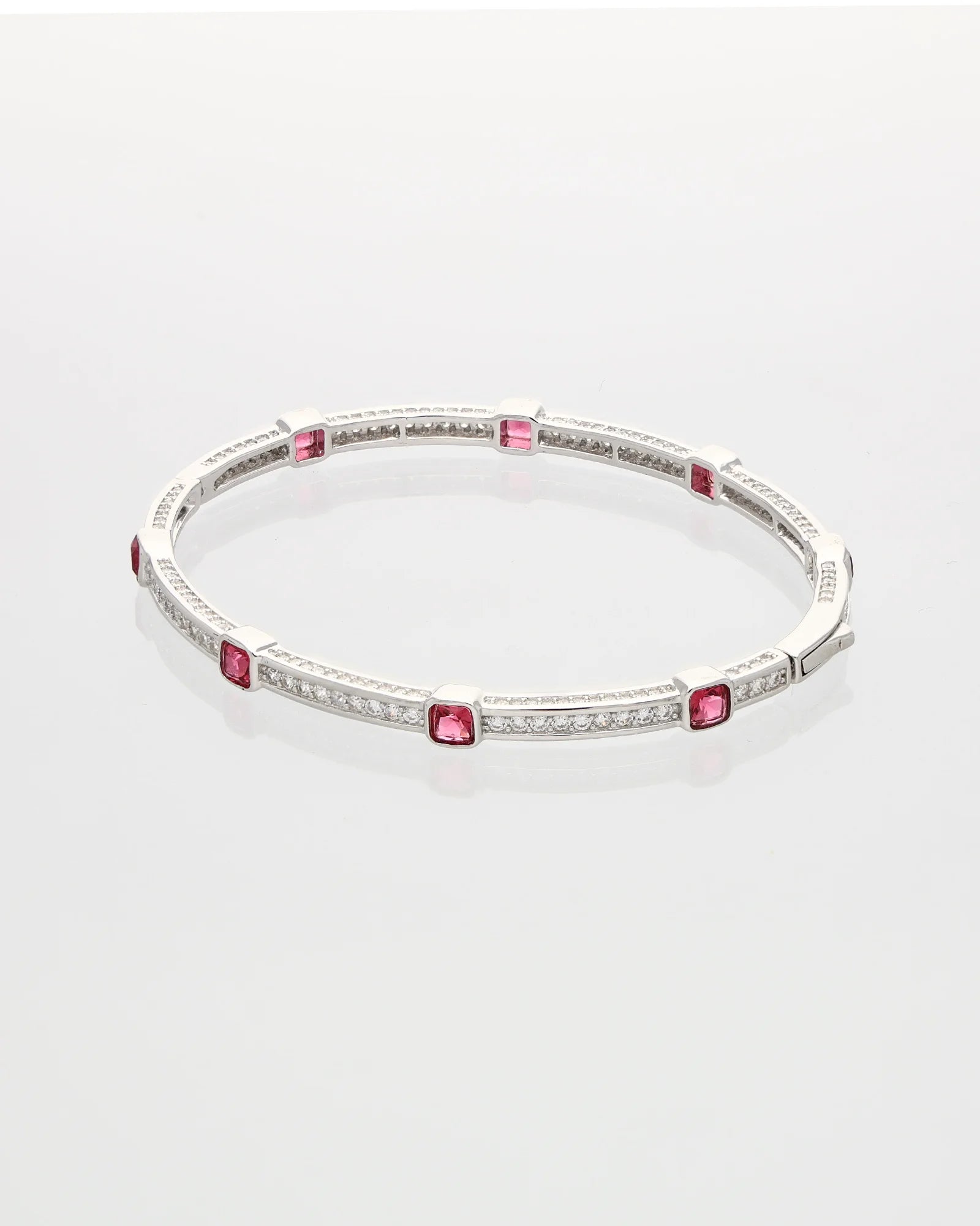 Ruby Elegance Rhodium Kada