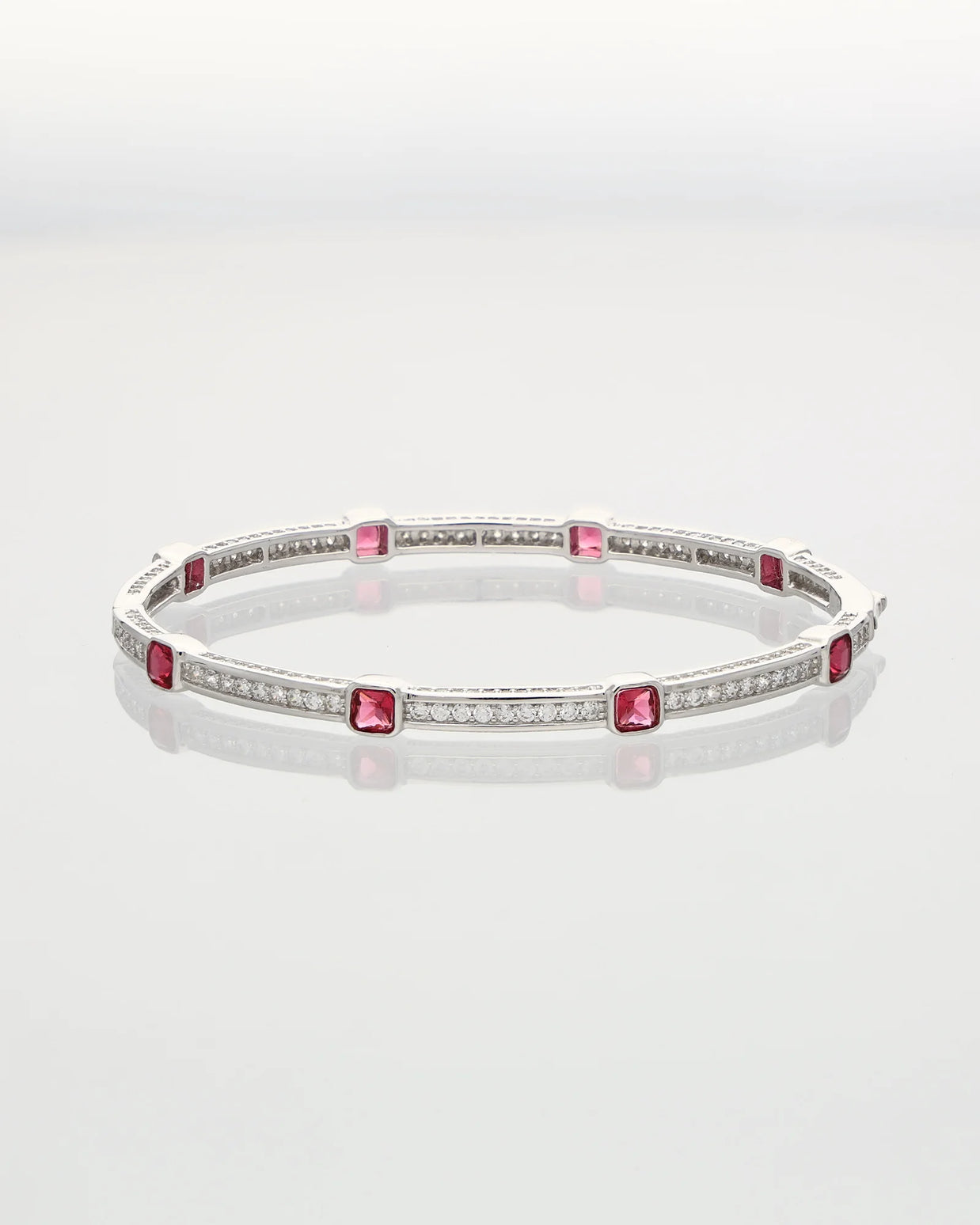 Ruby Elegance Rhodium Kada