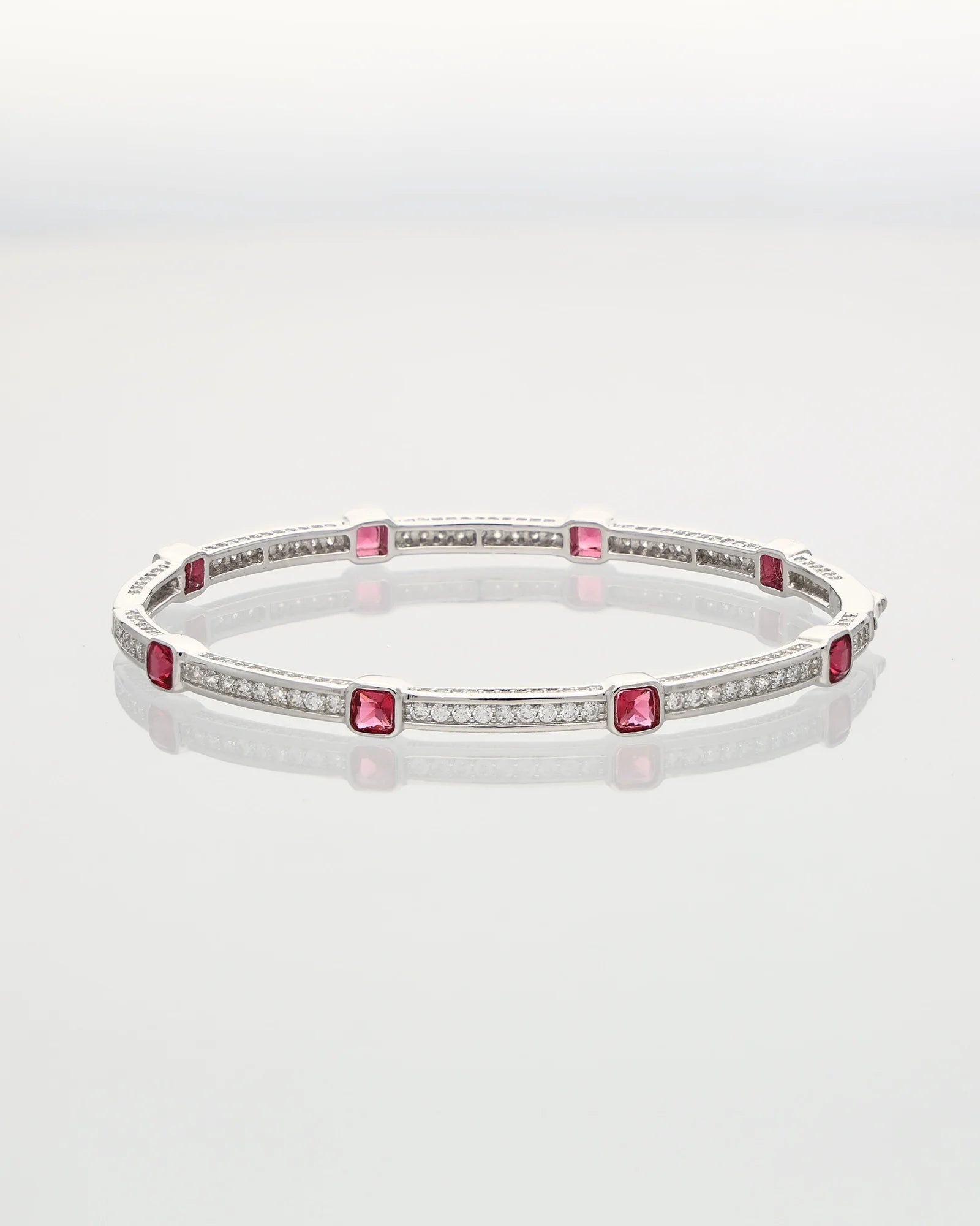 Ruby Elegance Rhodium Kada