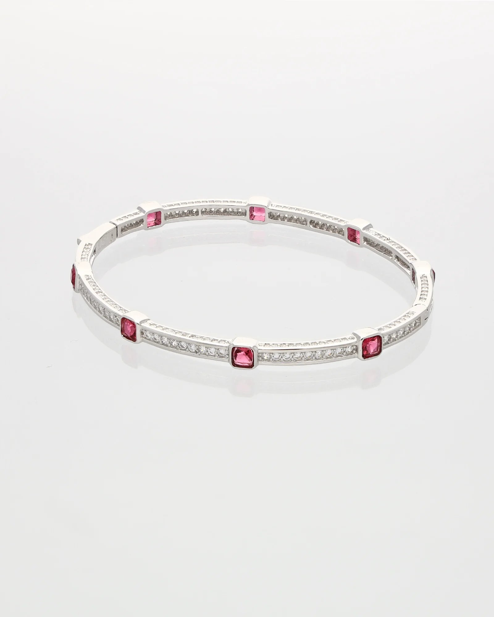 Ruby Elegance Rhodium Kada