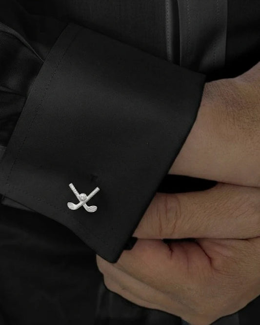 Hockey Stick Cufflinks in 92.5 Silver