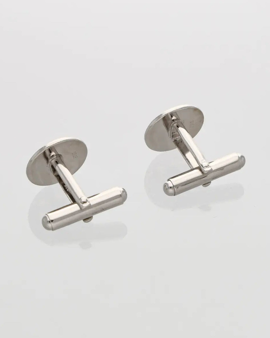 Black Circle Cufflinks in 92.5 Silver