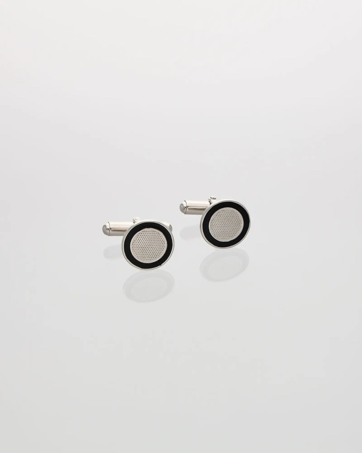 Black Enamel Circle Cufflinks