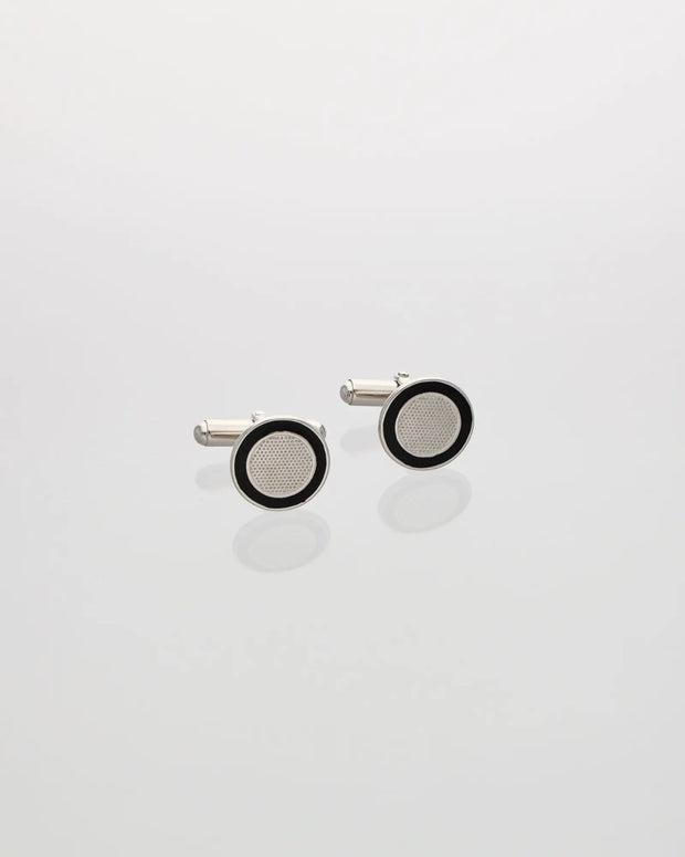 Black Enamel Circle Cufflinks