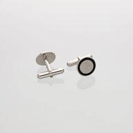 Black Enamel Circle Cufflinks