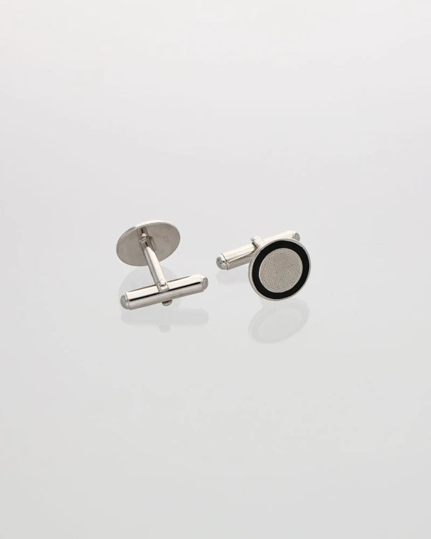 Black Enamel Circle Cufflinks