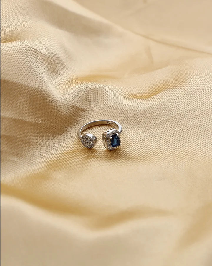 Blue Radiance Adjustable Ring in 92.5 Silver