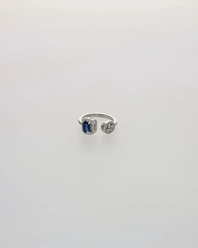 Blue Radiance Adjustable Ring in 92.5 Silver