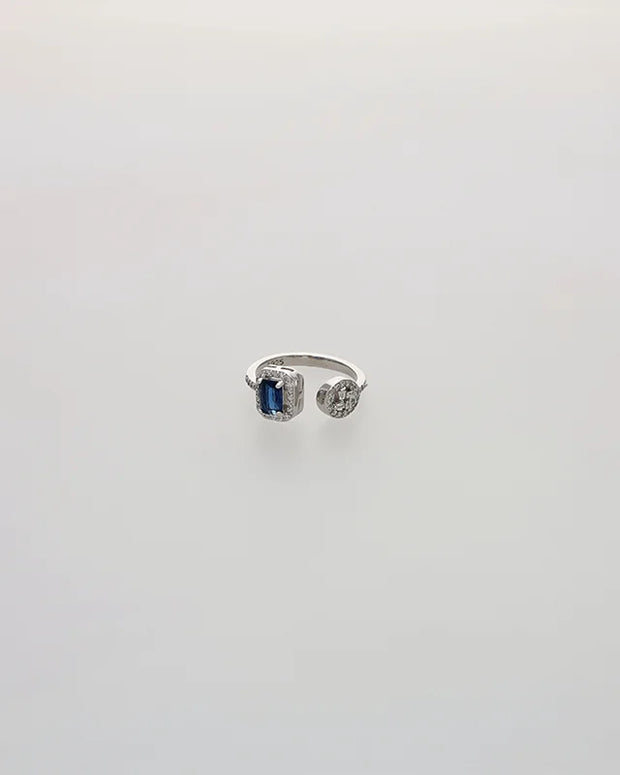 Blue Radiance Adjustable Ring in 92.5 Silver